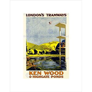 Wee Blue Coo Travel Tram London Highgate Ponds Hampstead Heath UK Wall Art Print Wee Blue Coo Travel Tram London Highgate Ponds Hampstead Heath UK Wall Art Print