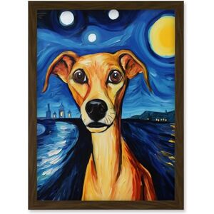 Artery8 Van Goghs Dog Artwork Night Scene Full Moon Blue Brown Yellow Oil Painting Artwork Framed Wall Art Print A4 Artery8 Van Goghs Dog Artwork Night Scene Full Moon Blue Brown Yellow Oil Painting Artwork Framed Wall Art Print A4