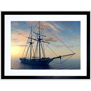 Wee Blue Coo Sailboat Ship On Sea At Night Black Frame Framed Art Print Picture B12X9224 Wee Blue Coo Sailboat Ship On Sea At Night Black Frame Framed Art Print Picture B12X9224