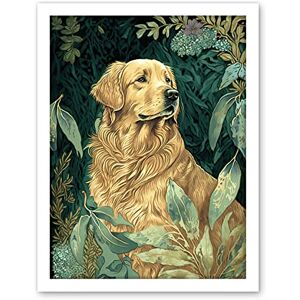 Artery8 Golden Retriever Dog in Nature Modern Watercolour Illustration Artwork Framed Wall Art Print 18X24 Inch Artery8 Golden Retriever Dog in Nature Modern Watercolour Illustration Artwork Framed Wall Art Print 18X24 Inch