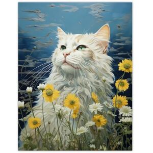 Artery8 White Cat In The Wildflowers Floral Meadow Oil Painting Norwegian Forest Cat Large Wall Art Poster Print Thick Paper 18X24 Inch Artery8 White Cat In The Wildflowers Floral Meadow Oil Painting Norwegian Forest Cat Large Wall Art Poster Print Thick Paper 18X24 Inch