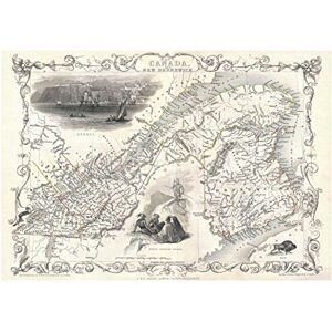 Wee Blue Coo Map 1850 Tallis East Canada Quebec New Brunswick East Wall Art Print Wee Blue Coo Map 1850 Tallis East Canada Quebec New Brunswick East Wall Art Print