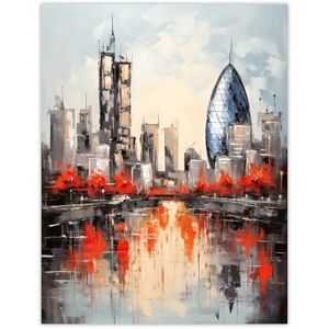 Artery8 London Cityscape Skyline The Gherkin Oil Painting Thames Reflections In Autumn Large Wall Art Poster Print Thick Paper 18X24 Inch Artery8 London Cityscape Skyline The Gherkin Oil Painting Thames Reflections In Autumn Large Wall Art Poster Print Thick Paper 18X24 Inch