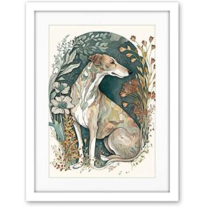 Artery8 Greyhound Dog in Flower Field Modern Pastel Boho Watercolour Illustration Artwork Framed Wall Art Print 18X24 Inch Artery8 Greyhound Dog in Flower Field Modern Pastel Boho Watercolour Illustration Artwork Framed Wall Art Print 18X24 Inch