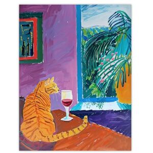 Artery8 Ginger Tabby Cat Wine Plant Lover Quiet Afternoon For Living Room Large Wall Art Poster Print Thick Paper 18X24 Inch Artery8 Ginger Tabby Cat Wine Plant Lover Quiet Afternoon For Living Room Large Wall Art Poster Print Thick Paper 18X24 Inch