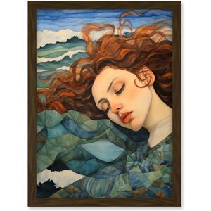 Artery8 Dreaming of the Sea Woman Sleeping Egon Schiele Style Watercolour Painting Amber Blue Wave Patterns Artwork Framed A3 Wall Art Print Artery8 Dreaming of the Sea Woman Sleeping Egon Schiele Style Watercolour Painting Amber Blue Wave Patterns Artwork Framed A3 Wall Art Print