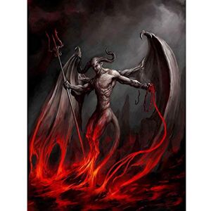 Wee Blue Coo Painting Devil Demon Fire Chain Trident Wings Horns Monster Art Print Poster Wall Decor 12X16 Inch Wee Blue Coo Painting Devil Demon Fire Chain Trident Wings Horns Monster Art Print Poster Wall Decor 12X16 Inch