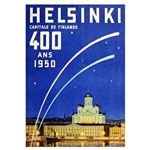 Wee Blue Coo Travel Helsinki Finland 1950 Anniversary Tourism Ad Wall Art Print Wee Blue Coo Travel Helsinki Finland 1950 Anniversary Tourism Ad Wall Art Print