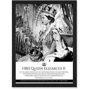 Artery8 HRH Queen Elizabeth II Coronation Portrait Commemorative Artwork Framed Wall Art Print A4 Artery8 HRH Queen Elizabeth II Coronation Portrait Commemorative Artwork Framed Wall Art Print A4