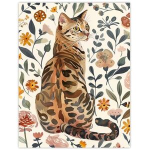 Artery8 Cat Lover Curious Bengal in Autumn Wildflowers Living Room Extra Large XL Wall Art Poster Print Artery8 Cat Lover Curious Bengal in Autumn Wildflowers Living Room Extra Large XL Wall Art Poster Print