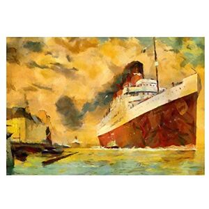 Wee Blue Coo Painting SS France Cruise Ship Liner Ocean Watercolour Wall Art Print Wee Blue Coo Painting SS France Cruise Ship Liner Ocean Watercolour Wall Art Print