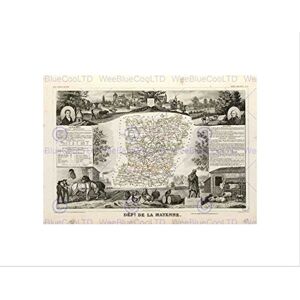 Wee Blue Coo MAP OLD FRANCE LEVASSEUR MAYENNE DEPARTMENT BLACK FRAMED ART PRINT B12X3633 Wee Blue Coo MAP OLD FRANCE LEVASSEUR MAYENNE DEPARTMENT BLACK FRAMED ART PRINT B12X3633