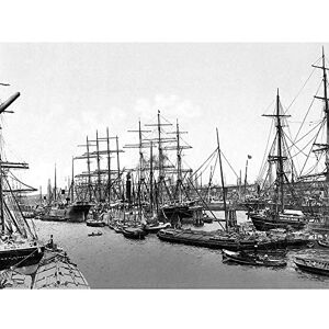 Wee Blue Coo Sailing Ships At Asiakai Hamburg Germany 1895 Old BW Art Print Poster Wall Decor 12X16 Inch Wee Blue Coo Sailing Ships At Asiakai Hamburg Germany 1895 Old BW Art Print Poster Wall Decor 12X16 Inch