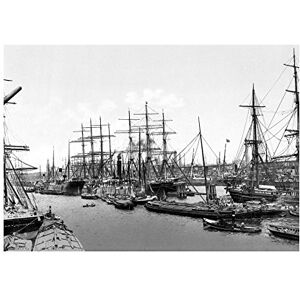 Wee Blue Coo Vintage Photo Sailing Ships Asiakai Hamburg 1895 Germany Wall Art Print Wee Blue Coo Vintage Photo Sailing Ships Asiakai Hamburg 1895 Germany Wall Art Print