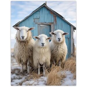 Artery8 Winter Sheep and Faming Hut Whimsical Photograph Extra Large XL Wall Art Poster Print Artery8 Winter Sheep and Faming Hut Whimsical Photograph Extra Large XL Wall Art Poster Print