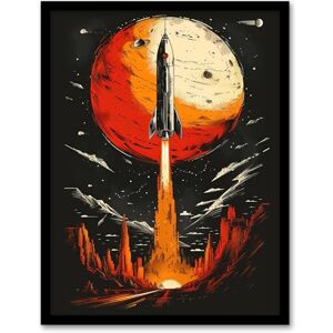 Artery8 Rocket Launch Alien Planets Space Exploration Living Room Artwork Framed Wall Art Print 18X24 Inch Artery8 Rocket Launch Alien Planets Space Exploration Living Room Artwork Framed Wall Art Print 18X24 Inch