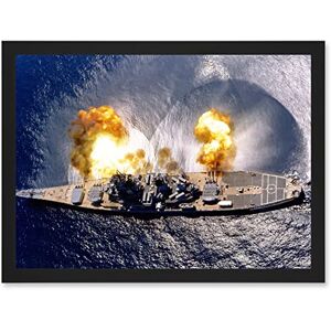 Artery8 Elliot US Navy USS Iowa Battleship Fires Broadside BB-61 Photo Artwork Framed Wall Art Print A4 Artery8 Elliot US Navy USS Iowa Battleship Fires Broadside BB-61 Photo Artwork Framed Wall Art Print A4