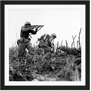 Fine Art Prints War WWII USA Marine Sgt Bartlett Shooting At Sniper Photo Square Wooden Framed Wall Art Print Picture 16X16 Inch Fine Art Prints War WWII USA Marine Sgt Bartlett Shooting At Sniper Photo Square Wooden Framed Wall Art Print Picture 16X16 Inch