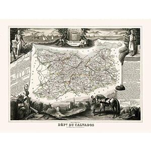 Wee Blue Coo MAP ANTIQUE ILLUSTRATED FRANCE LEVASSEUR CALVADOS DEPARTMENT ART PRINT HP1439 Wee Blue Coo MAP ANTIQUE ILLUSTRATED FRANCE LEVASSEUR CALVADOS DEPARTMENT ART PRINT HP1439