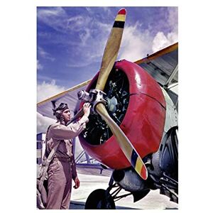 Wee Blue Coo Vintage Photo Propellor Aeroplane Pilot Airman USA Wall Art Print Wee Blue Coo Vintage Photo Propellor Aeroplane Pilot Airman USA Wall Art Print