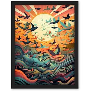 Artery8 Flock of Birds Flying at Sunrise Modern Folk Art Artwork Framed Wall Art Print 18X24 Inch Artery8 Flock of Birds Flying at Sunrise Modern Folk Art Artwork Framed Wall Art Print 18X24 Inch