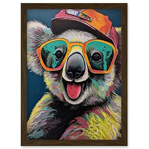 Artery8 - Happy Koala Bear Sunglasses and Hat - Brown - Framed Wall Art Artery8 - Happy Koala Bear Sunglasses and Hat - Brown - Framed Wall Art
