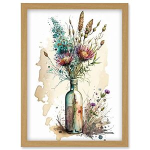 Artery8 - Spring Flower Bouquet - Glass Wine Bottle Vase - Framed - Wall Art Artery8 - Spring Flower Bouquet - Glass Wine Bottle Vase - Framed - Wall Art