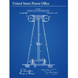 Artery8 Tesla Electrical Energy Transmitter 1914 Vintage Patent Premium Wall Art Canvas Print 18X24 Inch Artery8 Tesla Electrical Energy Transmitter 1914 Vintage Patent Premium Wall Art Canvas Print 18X24 Inch