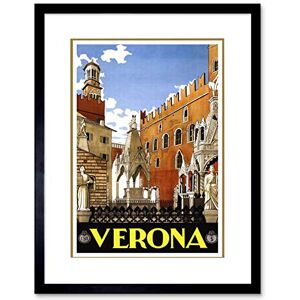 Wee Blue Coo Travel Verona Torre Di Lamberti Italy Vintage Framed Wall Art Print Wee Blue Coo Travel Verona Torre Di Lamberti Italy Vintage Framed Wall Art Print