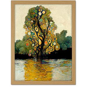 Doppelganger33 LTD Klimt Style Tree River Bank Scene Artwork Framed Wall Art Print 18X24 Inch Doppelganger33 LTD Klimt Style Tree River Bank Scene Artwork Framed Wall Art Print 18X24 Inch