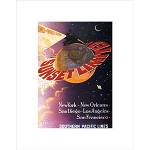 Wee Blue Coo TRAVEL SUNSET LIMITED SOUTHERN PACIFIC NEW YORK VINTAGE FRAMED PRINT B12X1720 Wee Blue Coo TRAVEL SUNSET LIMITED SOUTHERN PACIFIC NEW YORK VINTAGE FRAMED PRINT B12X1720