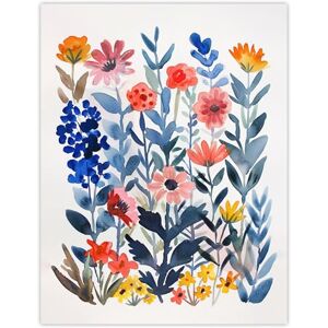 Artery8 Garden Flowers in Spring Scandi Folk Watercolour Living Room Extra Large XL Wall Art Poster Print Artery8 Garden Flowers in Spring Scandi Folk Watercolour Living Room Extra Large XL Wall Art Poster Print