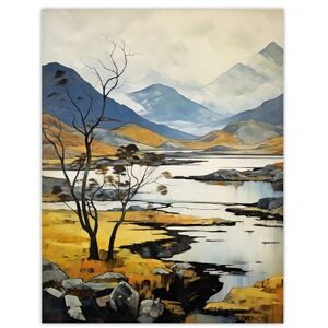 Artery8 Scottish Highlands In Autumn Oil Painting Ochre Blue Misty Mountains And Serene Lake Large Wall Art Poster Print Thick Paper 18X24 Inch Artery8 Scottish Highlands In Autumn Oil Painting Ochre Blue Misty Mountains And Serene Lake Large Wall Art Poster Print Thick Paper 18X24 Inch