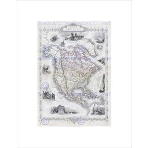 Wee Blue Coo Map Illustrated Antique Tallis North America Wall Art Print Wee Blue Coo Map Illustrated Antique Tallis North America Wall Art Print