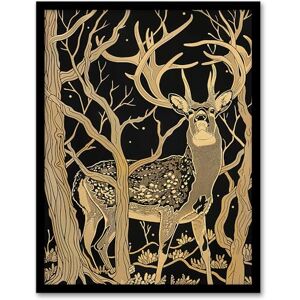 Artery8 Deer Forest Tree Tan Brown Landscape Living Room Artwork Framed Wall Art Print A4 Artery8 Deer Forest Tree Tan Brown Landscape Living Room Artwork Framed Wall Art Print A4