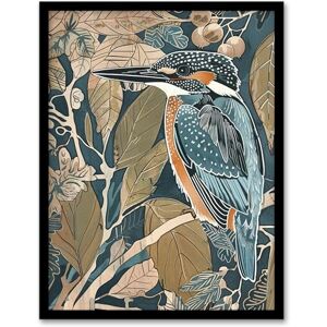 Artery8 Kingfisher Bird on Tree Branch Blue Botanical Living Room Artwork Framed Wall Art Print 18X24 Inch Artery8 Kingfisher Bird on Tree Branch Blue Botanical Living Room Artwork Framed Wall Art Print 18X24 Inch