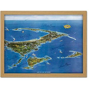 Fine Art Prints Macdonald 1958 Map Cape Cod Islands Bird's Eye Artwork Framed Wall Art Print 18X24 Inch Fine Art Prints Macdonald 1958 Map Cape Cod Islands Bird's Eye Artwork Framed Wall Art Print 18X24 Inch