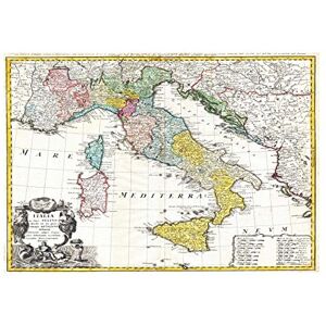 Wee Blue Coo Map Antique Homann Heirs Italy Mediterranean Sea Wall Art Print Wee Blue Coo Map Antique Homann Heirs Italy Mediterranean Sea Wall Art Print