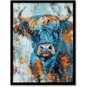 Artery8 Blue Highland Cow Oil Painting Scottish Animal Living Room Artwork Framed Wall Art Print A4 Artery8 Blue Highland Cow Oil Painting Scottish Animal Living Room Artwork Framed Wall Art Print A4