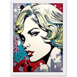 Artery8 Bond Girl Comic Book Style Purple Blue Red Polka Dot Pattern Portrait Halftone Artwork Framed A3 Wall Art Print Artery8 Bond Girl Comic Book Style Purple Blue Red Polka Dot Pattern Portrait Halftone Artwork Framed A3 Wall Art Print