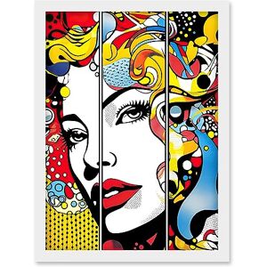 Artery8 Teen Girl Comic Book Style Vibrant Patterns Abstract Triptych Portrait Bedroom Artwork Framed Wall Art Print A4 Artery8 Teen Girl Comic Book Style Vibrant Patterns Abstract Triptych Portrait Bedroom Artwork Framed Wall Art Print A4