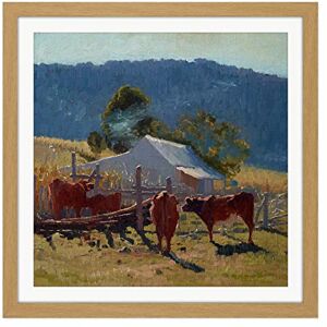Fine Art Prints Elioth Gruner Milking Time Araluen Valley Square Wooden Framed Wall Art Print Picture 16X16 Inch Fine Art Prints Elioth Gruner Milking Time Araluen Valley Square Wooden Framed Wall Art Print Picture 16X16 Inch