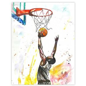 Artery8 Basketball Player Jump Hoop Sport Watercolour Kids Bedroom Nursery Extra Large XL Wall Art Poster Print Artery8 Basketball Player Jump Hoop Sport Watercolour Kids Bedroom Nursery Extra Large XL Wall Art Poster Print