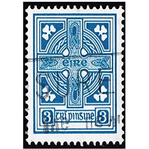 Wee Blue Coo Postage Stamp Ireland Vintage Celtic Cross Photo Wall Art Print Wee Blue Coo Postage Stamp Ireland Vintage Celtic Cross Photo Wall Art Print