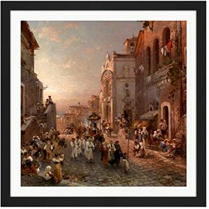 Fine Art Prints Unterberger Procession In Naples Painting Square Wooden Framed Wall Art Print Picture 16X16 Inch Fine Art Prints Unterberger Procession In Naples Painting Square Wooden Framed Wall Art Print Picture 16X16 Inch