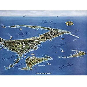 Fine Art Prints Macdonald 1958 Map Cape Cod Islands Bird's Eye Art Print Canvas Premium Wall Decor Poster Mural Fine Art Prints Macdonald 1958 Map Cape Cod Islands Bird's Eye Art Print Canvas Premium Wall Decor Poster Mural
