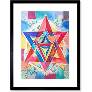 Artery8 Jewish Star Of David Bright Multicoloured Folk Art Watercolour Painting Artwork Framed Print Wall Art 9X7 Inch Artery8 Jewish Star Of David Bright Multicoloured Folk Art Watercolour Painting Artwork Framed Print Wall Art 9X7 Inch