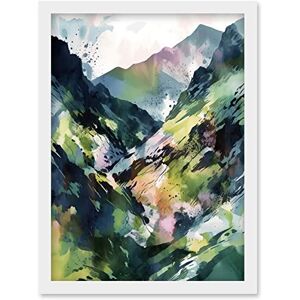 Artery8 - Spring Mountain Slope Landscape - White - A4 - Wall Art Print Artery8 - Spring Mountain Slope Landscape - White - A4 - Wall Art Print