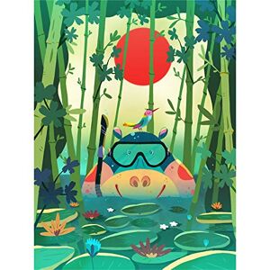 Wee Blue Coo Jungle Animals Hippo Wall Art Print Wee Blue Coo Jungle Animals Hippo Wall Art Print