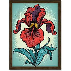 Artery8 Red Iris Flower Old School USA Tattoo Ink Body Rockabilly Americana 50s Artwork Framed A3 Wall Art Print Artery8 Red Iris Flower Old School USA Tattoo Ink Body Rockabilly Americana 50s Artwork Framed A3 Wall Art Print